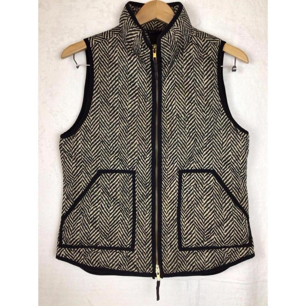 70% Down Filled J.CREW Quilted Puffer Vest Herringbone Design